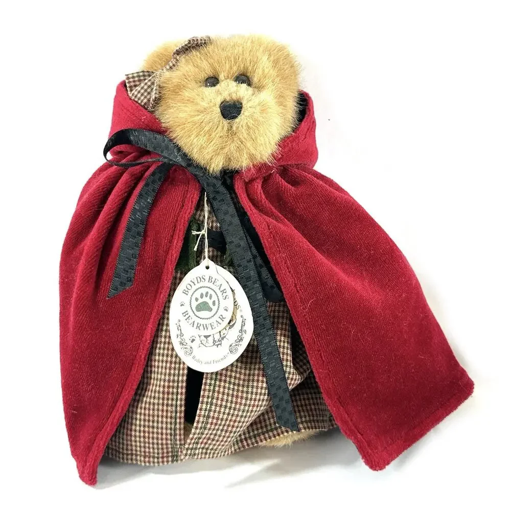 Boyds Bears Bailey Bear Red Riding Hood Cape Plush 9” Style 9199-15 w Tags